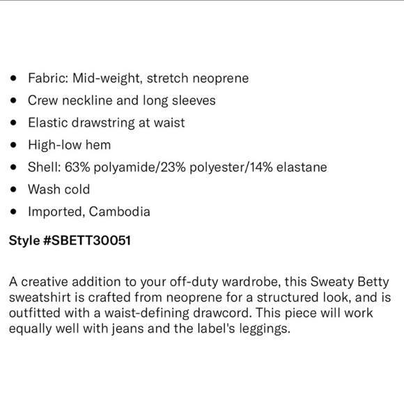 Sweaty Betty Scuba Drawstring Neoprene Gray Sweatshirt - XXL - Picture 11 of 11